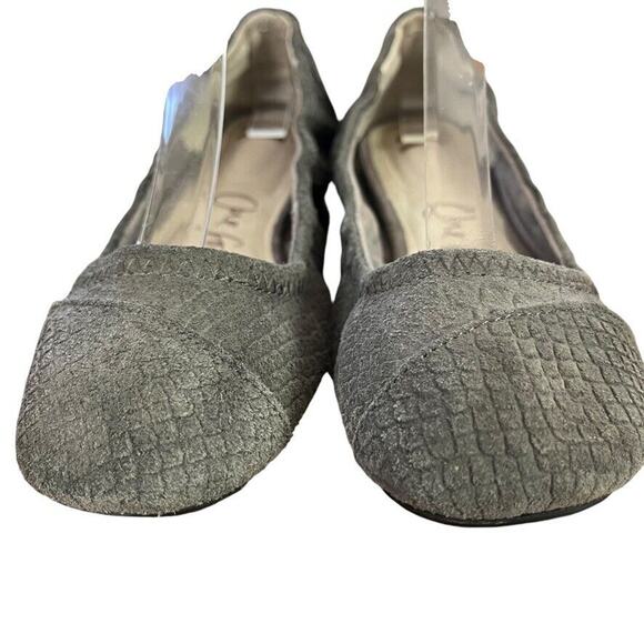 Toms Womens Gray Leather Reptile Print Slip On Square Toe Ballet Flats Shoes 7 - Picture 7 of 16